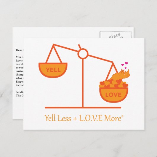 Herinner jezelf aan Yell Less + L.O.V.E. Meer! Briefkaart (Voorkant / Achterkant)
