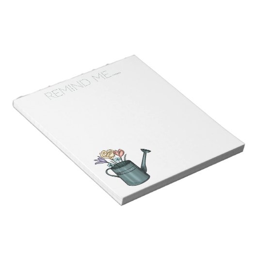 Herinner me Floral Bouquet in Watering Can Blocnot Notitieblok (Schuin)