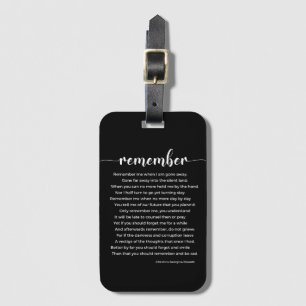 Herinner me Gedicht Zwart en Wit Bagagelabel