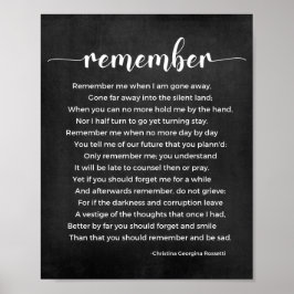 Herinner me Gedicht Zwart-wit Poster