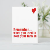 herinner me toen u vroeger uw farts binnen hield bedankkaart (Staand voorkant)