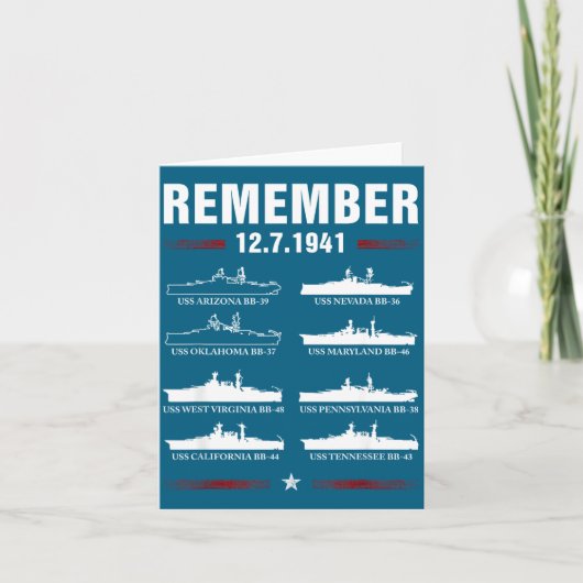 Herinner Pearl Harbor Herdenkingsdag Illustratie Kaart (Voorkant)