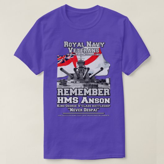HERINNER U HMS ANSON Brits Slagschip T-shirt (Design voorkant)