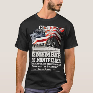 HERINNER U USS Montpelier CL57 Lichte Kruiser Vete T-shirt