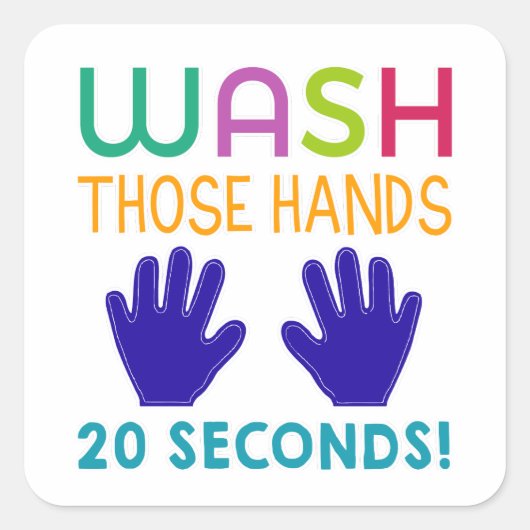 Herinner uw kinderen eraan hun handen te wassen vierkante sticker (Voorkant)
