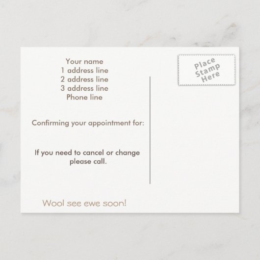 Herinnerend ooi: Herinneringskaarten Aankondigingskaart (Achterkant)