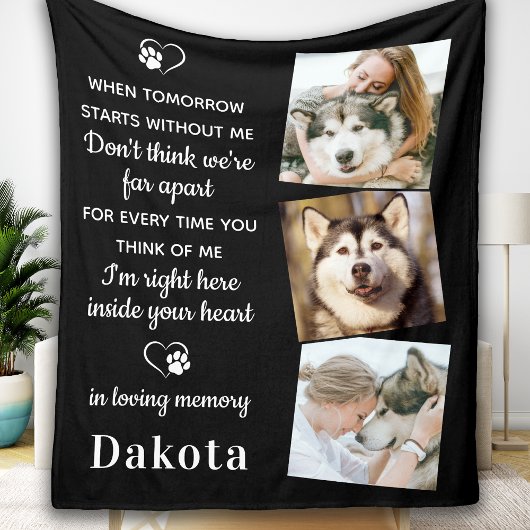 Herinnering 3 Foto Pet Loss Gift Dog Memorial Fleece Deken
