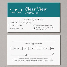 Herinnering aan afspraak bij optometrist visitekaartje