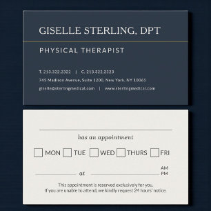 Herinnering aan afspraak fysiotherapiepraktijk visitekaartje