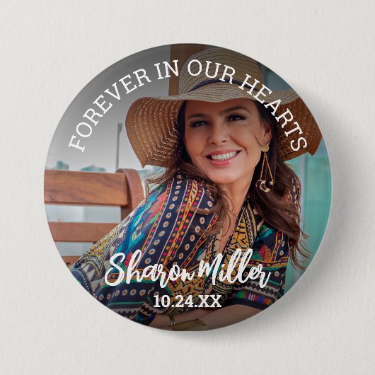Herinnering aan Foto Button 'Forever in ons hart' (Voorkant)
