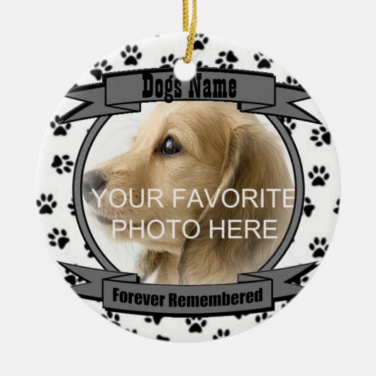 Herinnering aan je hond: nooit vergeten keramisch ornament (Voorkant)