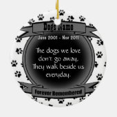 Herinnering aan je hond: nooit vergeten keramisch ornament (Achterkant)