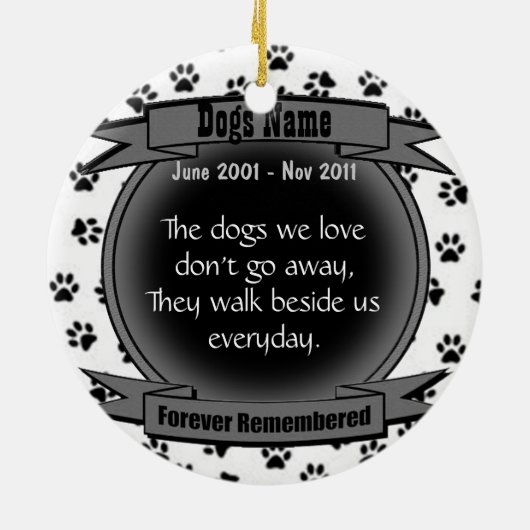 Herinnering aan je hond: nooit vergeten keramisch ornament (Achterkant)