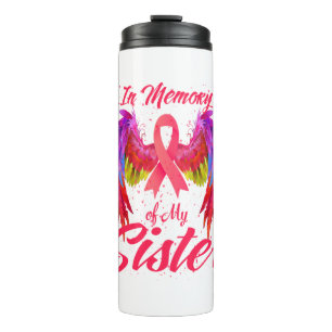 Herinnering aan mijn zuster Wings Breast Cancer Thermosbeker