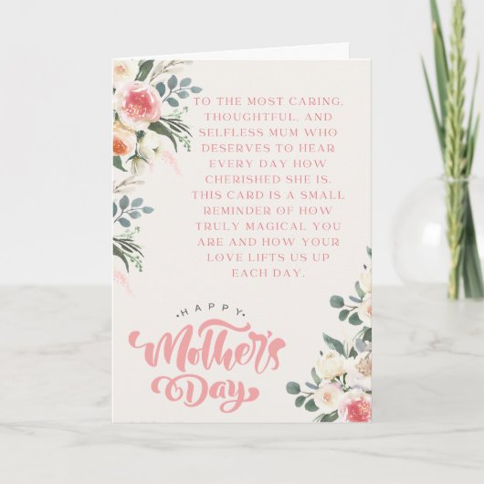 herinnering aan onbaatzuchtige MAM, moederdag roze Kaart (Voorkant)