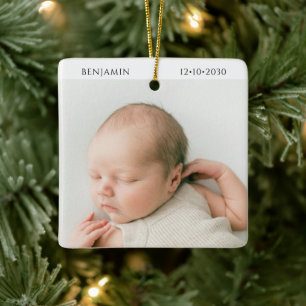 Herinnering aan pasgeboren babyfoto keramisch ornament