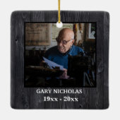 Herinnering aan uw gepersonaliseerde foto van het  keramisch ornament (Achterkant)