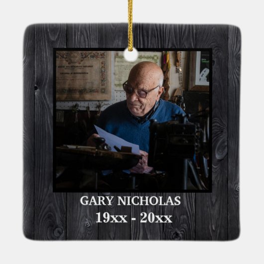 Herinnering aan uw gepersonaliseerde foto van het  keramisch ornament (Achterkant)