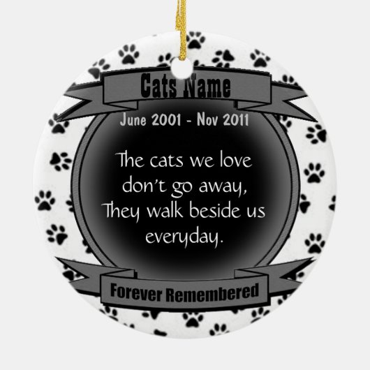 Herinnering aan uw kat - Pet Keramisch Ornament (Achterkant)