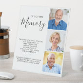 Herinnering Aangepast 3 Fotobruiloft Memorial Reclamebord Met Voetstuk (Insitu)