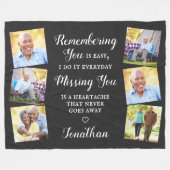 Herinnering Aangepast 6 Foto Faux Leather Memorial Fleece Deken (Voorkant (Horizontaal))