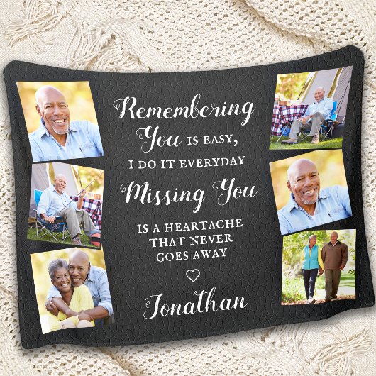 Herinnering Aangepast 6 Foto Faux Leather Memorial Fleece Deken