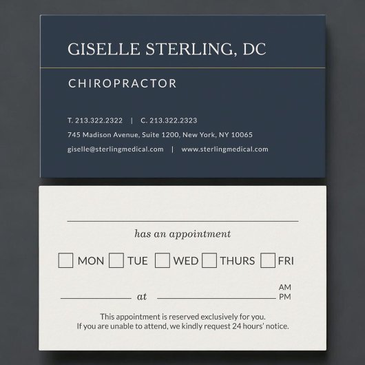 Herinnering afspraak chiropractor praktijk afsprakenkaartje