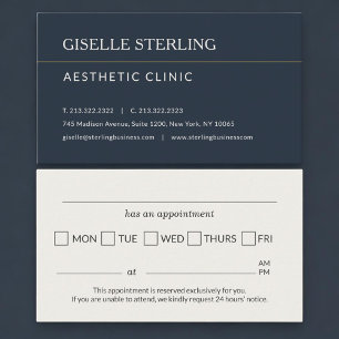Herinnering afspraak esthetische kliniek afsprakenkaartje