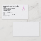 Herinnering afspraak roze lint afsprakenkaartje (Voorkant / Achterkant)