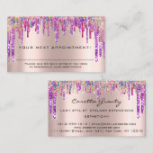 Herinnering benoeming Makeup Nails Hair Paars Drip Visitekaartje (Voorkant / Achterkant)