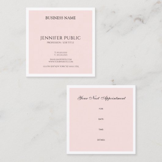 Herinnering benoeming Salon Studio Trendy Plain Afsprakenkaartje (Voorkant / Achterkant)