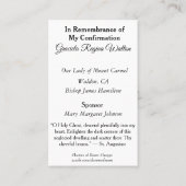 Herinnering Bevestiging Dove Heilige Kaart — Visitekaartje (Achterkant)
