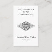 Herinnering bevestiging gouden duif kruis lelie visitekaartje (Voorkant)