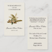 Herinnering bevestiging gouden duif kruis lelie visitekaartje (Voorkant / Achterkant)