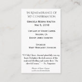 Herinnering bevestiging kruisduif Heilige Kaart - Visitekaartje (Achterkant)