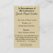 Herinnering Bevestiging Meisje Heilige Kaart beves Visitekaartje (Achterkant)