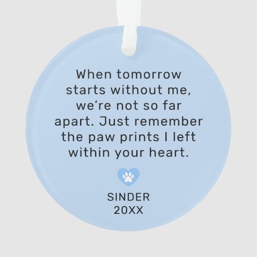 Herinnering Bewaar paw prints in je hart Ornament (achterkant)