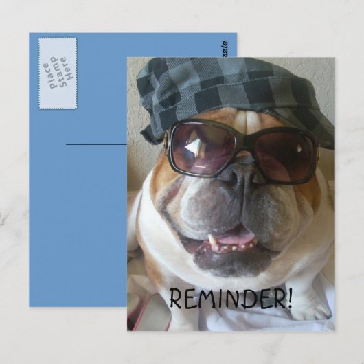 Herinnering briefkaart Engelse Bulldog (Voorkant / Achterkant)