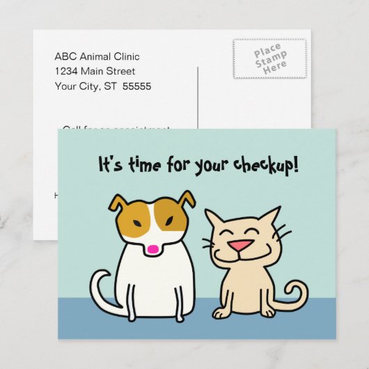 Herinnering briefkaart voor veterinaire controle (Voorkant / Achterkant)