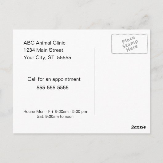 Herinnering briefkaart voor veterinaire controle (Achterkant)