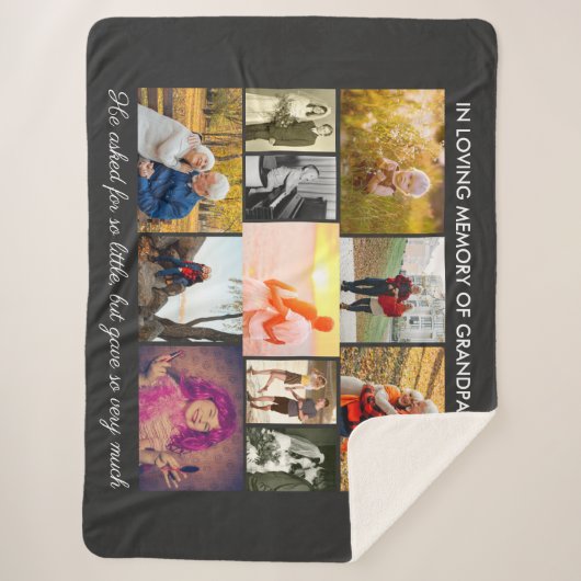 Herinnering citeert donkergrijs in het liefhebben  sherpa deken (Voorkant)