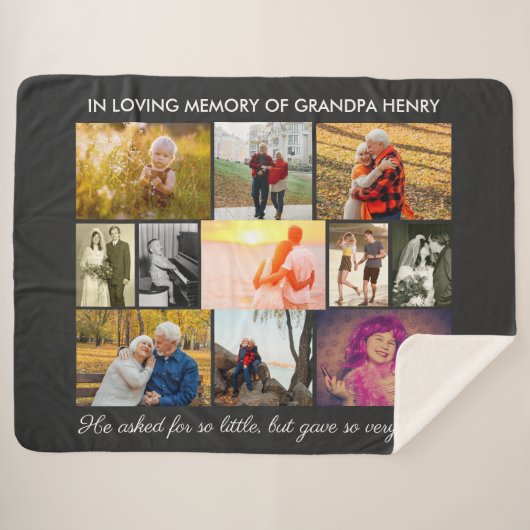 Herinnering citeert donkergrijs in het liefhebben  sherpa deken (Voorkant (horizontaal))