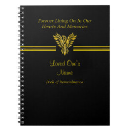 Herinnering condoledenboek, gouden stijgende fenix notitieboek
