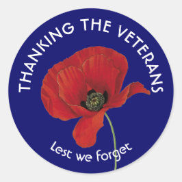 herinnering | Dag van de wapenstilstand | VETERANE Ronde Sticker