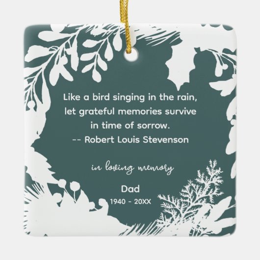 Herinnering Dankbare Herinneringen Citaat Groen Fo Keramisch Ornament (Voorkant)