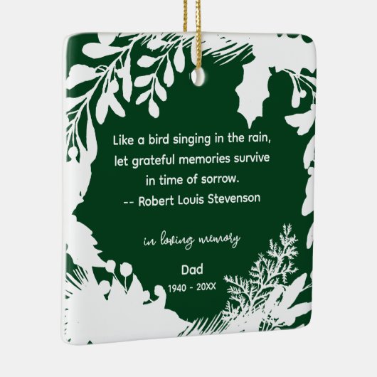 Herinnering Dankbare Herinneringen Citaat Groen Fo Keramisch Ornament (Rechts)