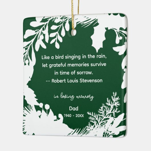 Herinnering Dankbare Herinneringen Citaat Groen Fo Keramisch Ornament (Links)