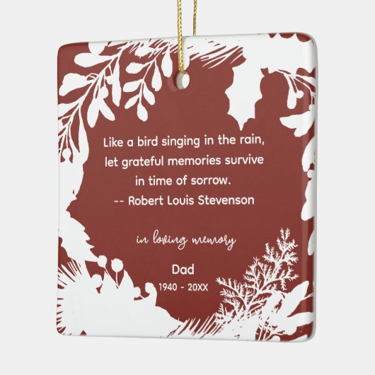 Herinnering Dankbare Herinneringen Citaat Groen Fo Keramisch Ornament (Links)