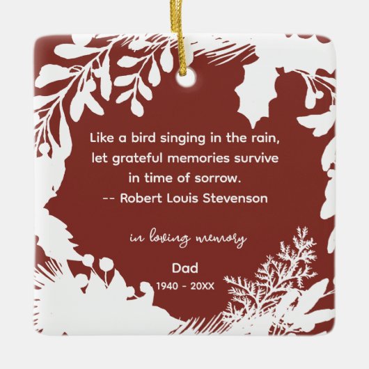 Herinnering Dankbare Herinneringen Citaat Groen Fo Keramisch Ornament (Voorkant)