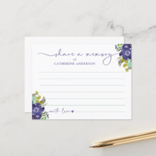 Herinnering Delen Bloemrijke Elegante Script Funer Briefkaart